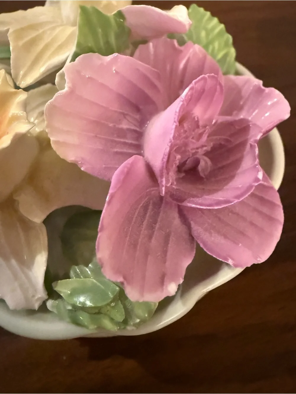 thor Porcelain Floral Bowl in Pink, Yellow and Cream
